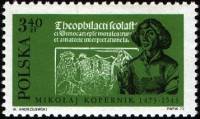 (1972-045) Марка Польша "Страница из Феофилакта"    500 лет со дня рождения Н. Коперника (1973) III 